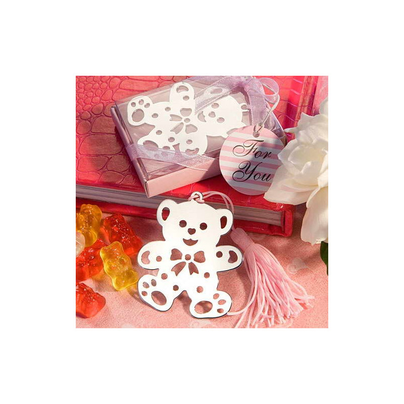 SIMPATICO OSITO PUNTO DE LIBRO EN ESTUCHE ROSA