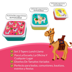 SET 3 LUNCH TAPERS LLAMA
