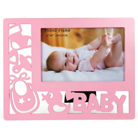 CADRE PHOTO AJOURÉ ROSE BÉBÉ