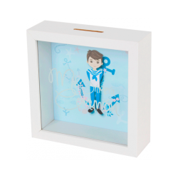 BOYS COMMUNION WOODEN MONEY BOX