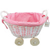 WICKER BASKET IN THE SHAPE OF A PINK CART