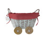 PANIER EN OSIER EN FORME DE CHARIOT ROSE