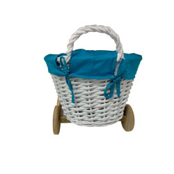 WICKER BASKET IN THE SHAPE OF A BLUE TRUCK