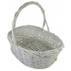 WHITE WICKER BASKET