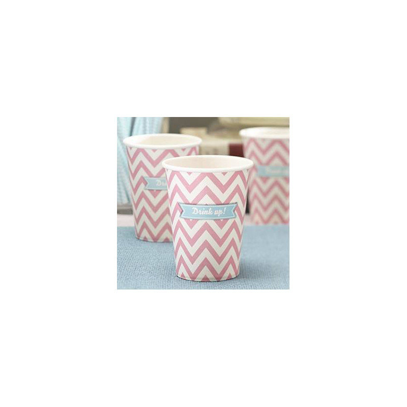 SET OF 8 PINK ZIGZAG GLASSES