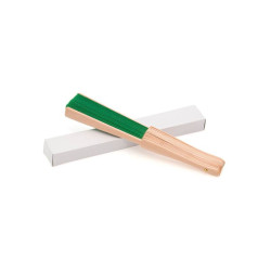 FAN OF FABRIC AND WOOD IN YELLOW BOX