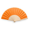 FAN OF FABRIC AND WOOD IN ORANGE BOX