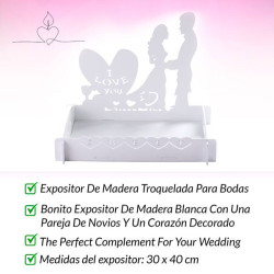 EXPOSITOR DE MADERA TROQUELADO BODA