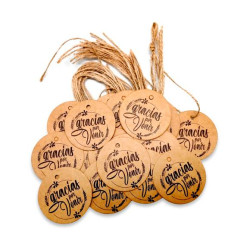 LOT 20 TARGETES RODONES KRAFT FRASES 5X5 CM