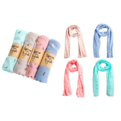 FOULARD ANANAS ET FLAMANT AVEC PRESENTATION KRAFT