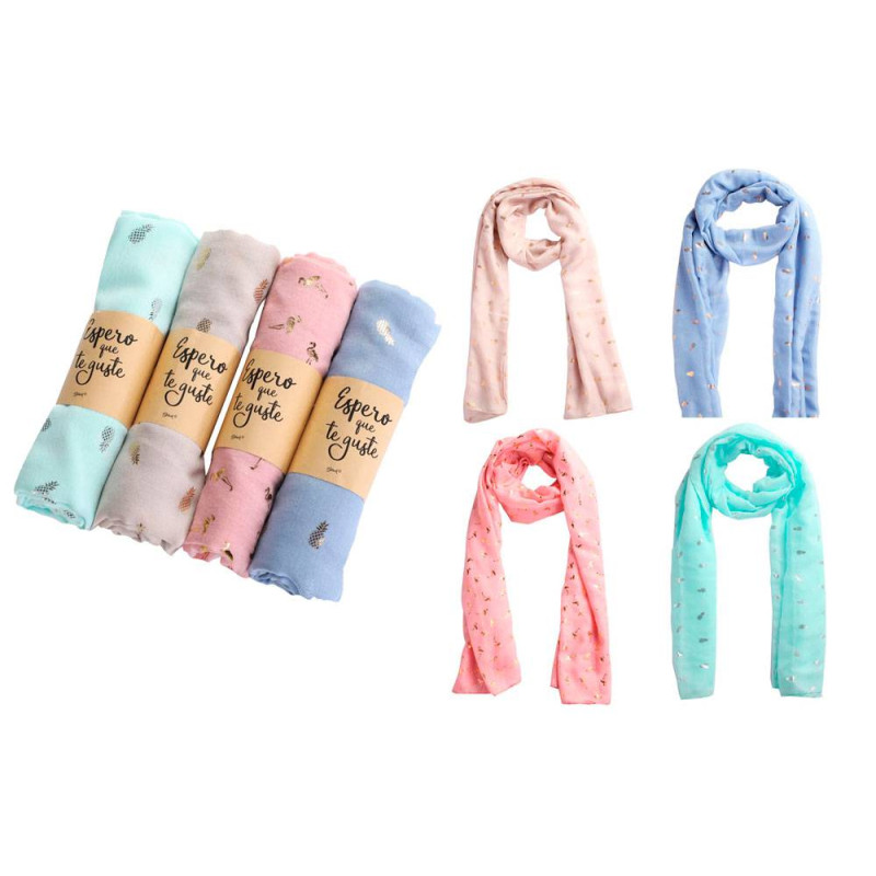 PINEAPPLE AND FLAMINGO SCARF WITH KRAFT PRESENTATION