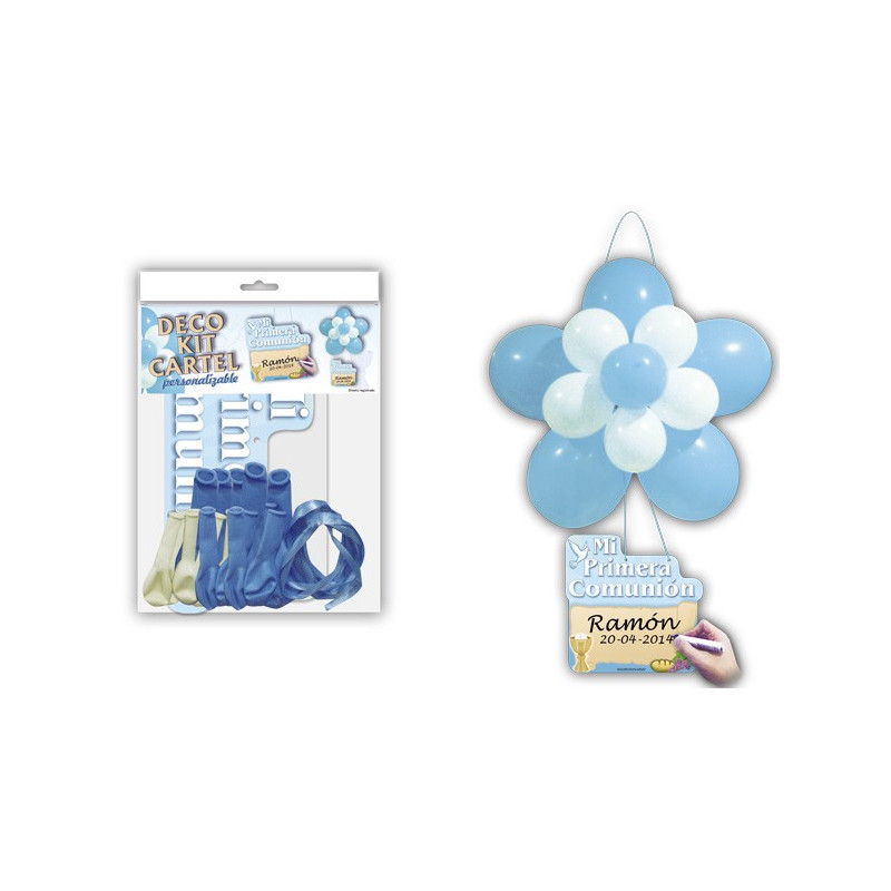 KIT DECO COMUNHÃO DE FLOR PÔSTER AZUL