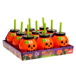 ESPOSITORE 9 BICCHIERI ZUCCA HALLOWEEN CON CARAMELLE