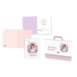 SET MALETIN LIBRO COMUNION FOTOS Y FIRMAS NINA